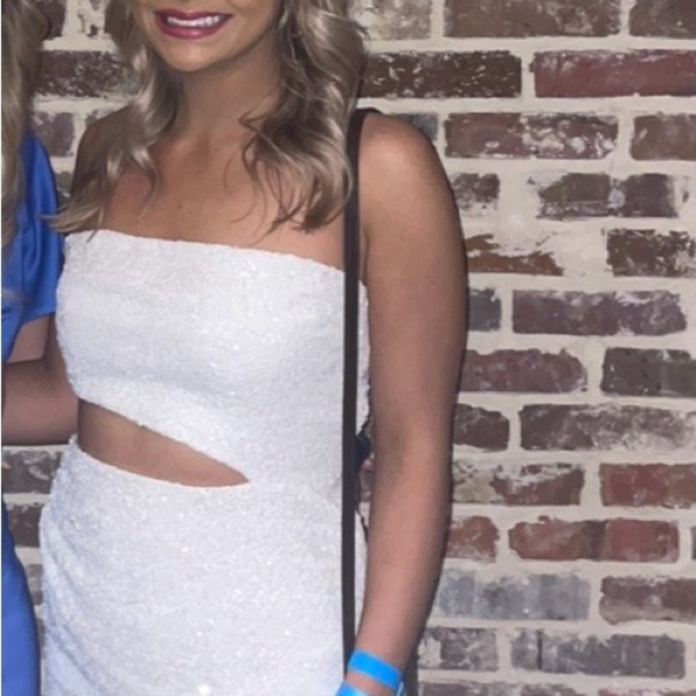 Amanda Uprichard White Sequin Mini Dress